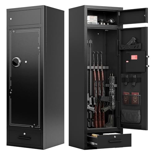 KAER 10-15 Gun Safes for Home Rifle and Pistols, Large Gun Cabinets for Rifles and Shotguns,Gun Rifle Safe with Drawer,Gun & Ammunition Storage & Safes (Assembly Required)