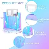 Newwiee 18 Pcs Clear Holographic Tote Bags Iridescent Reusable Gift Bag with Handles PVC Gift Wrap Bags for Party Birthday Wedding Baby Shower Bridal Valentine's Day Holiday Graduation Shopping Travel