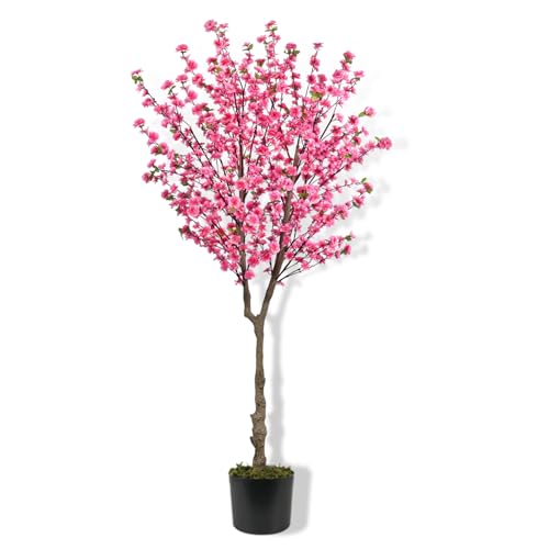 HUAESIN 6.5ft Artificial Cherry Blossom Tree with 32 Branches, Pink Silk Flowers for Home, Wedding, Party, Office Decor