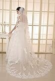 EllieHouse Women's Wedding Veils 1 Tier White Ivory 3M/4M/5M Lace Long Train Bridal Veil with Comb Ivory 5M