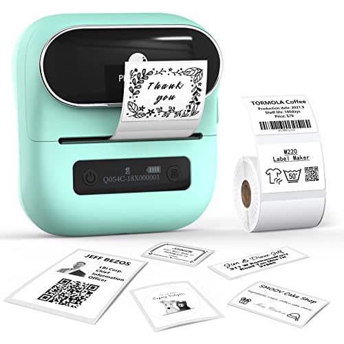 Phomemo M220 Label Maker, New Flagship 3.14 Inch Bluetooth Thermal Label Printer for Barcode, Address, Labeling, Mailing, File Folder, Portable Maker Easy to Use, Support with Smart Phone&PC