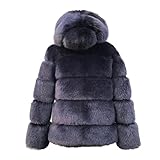 Lisa Colly Women's Winter Parka Coat Overcoat Long Sleeve Faux Fur Coat Jacket (Blue 1,4X-Large)