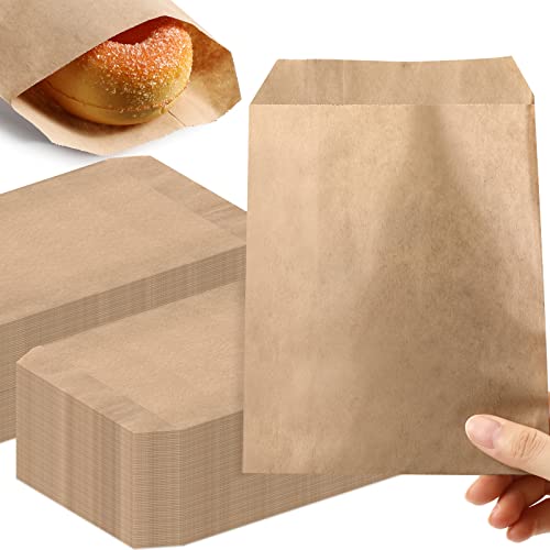 Outus 1000 Pcs Mini Flat Kraft Paper Bags Natural Treat Popcorn Party Favor Silverware Envelope Merchandise Bags for Cookies Desserts Snacks Sandwiches Chocolate Candy (5 x 7 Inch)