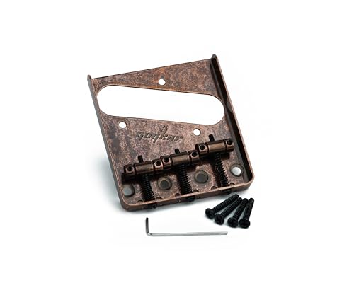 Guyker Bronze In-Tune Fixed Bridge with 3 Saddles Compatible with Tele TL Guitar