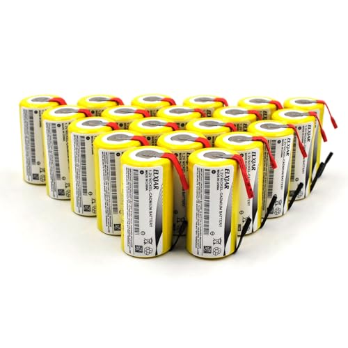 YUTSUJO (20-Pack) Sub C 1.2V 2000mAh Ni-CD Rechargeable Batteries with Tabs for Power Tools, Cordless Drills, Emergency Lights, High Drain Devices