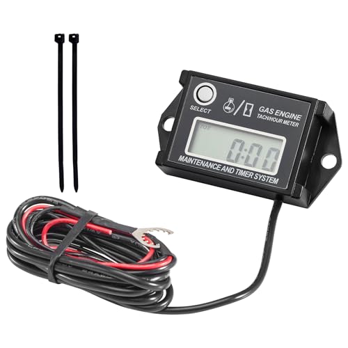 Digital Tiny Tachometer Tach Hour Meter Job Timer RPM Counter for Snowmobile Skis Motor Bike Go Kart Lawn Mower
