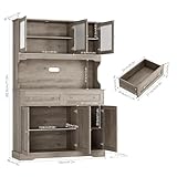 FACBOTALL 71.9" Kitchen Pantry Cabinet, Tall Storage Cabinet, Kitchen Cabinets with Countertop and Outlets, Farmhouse Kitchen Pantry Storage Cabinet with Doors and Shelves for Kitchen, Wash Gray