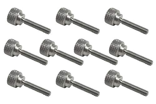 10 Pack 8-32 x 3/4 Inch Threads 303 Stainless Steel Diamond Knurled Thumb Screws Knobs with Straight Shoulders Right-Hand Threads SAE Flat Tip Uncoated