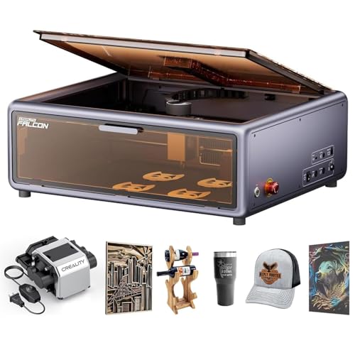 CREALITY FALCON A1 10W Laser Engraver, 80W Enclosed Laser Cutter and Engraver Machine with Air Assist, Smart Camera Positioning, 600mm/s Speed, Smart Material Recognition, Ideal for Wood & Metal