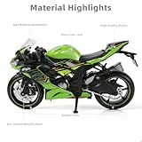 Risopen 1:12 Motorcycle Model Toy for Kawasaki Ninja ZX-6R Metal Die-cast with Plastic Motorcycle Model No Assembly Required Mini Finished Moto Gift for Adult（Green）