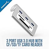 SABRENT Premium 3 Port Aluminum USB 3.0 Hub with Multi in 1 Card Reader (12" Cable) for iMac, All MacBooks, Mac Mini, or Any PC (HB-MACR)