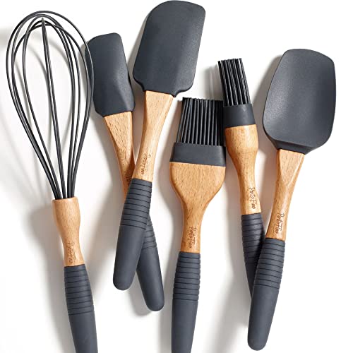 PortoFino Baking Set - Kitchen Utensils - 6 Pcs Silicone Baking Utensils Set - Baking Essentials with 3 Silicone Spatula 2 Pastry Brush 1 Whisk - Spatula Set - Baking Gifts - Gifts for Women