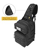 CVLIFE Tactical Sling Bag Backpack for Men Military Shoulder Sling Bag Molle Army Assault Detachable Tactical Bag with Bottle Holder Concealed Carry Daily Day Pack Work Bag for EDC Hiking, Black