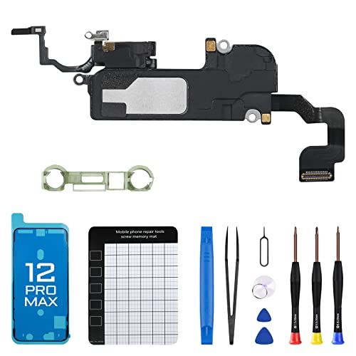 DGSCSMY for iPhone 12 Pro Max Earpiece Front Speaker Replacement Repair Kit 6.7" OEM Ear Module Part with Ambient Light Sensor Proximity Sensor Connector Fix Tools A2342 A2410 A2411 A2412