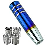 YCooiFo Long Shift Knob, 5.12" Lightweight Car Gear Shifter knobs of Aluminum Alloy Fit Universal Manual Vehicle with 4 Threaded Adapters M8 M10 M12 x 1.25, M10x1.5 (Blue)