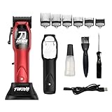 TOKOYA Katana Professional Barber Cordless Hair Clipper | 10000 RPM Magnetic Microchipped Motor | DLC Zero Gapped Fade Blade | Rechargable Hair Clippers for Men (red/Black)