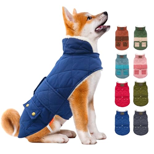 KYEESE Dog Coats Winter Dog Jacket Padded Sherpa Windproof Warm Dog Coats with Leash Hole Dog Clothes