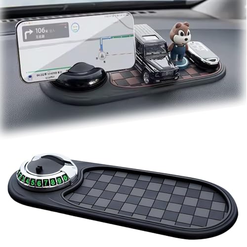 Multifunction Car Anti-Slip Mat Auto Phone Holder, Rotatable Anti Skid Car Dashboard Pad with Temporary Parking Numbe, Universal Anti-Slip Pad