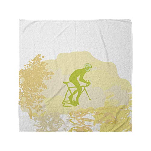 Lunarable Unisex Bandana, Teenage Cyclist Illustration Sports, Lime Green Yellow