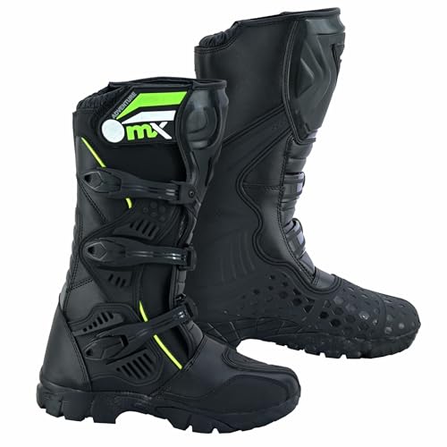 Genuine Leather Waterproof Motorbike Boots Off Road Adventure Touring Motorcycle Shoes High Long Ankle Casual Racing Sports Touring Cruise (Black, US Footwear Size System, Adult, Men, Numeric, Medium, 10)