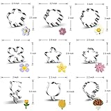 Flower Cookie Cutter Set 9-Piece Rose, Tulip, Lilac, Cherry Blossom, Plum Blossom, Frangipani, Daisy, Sunflower, Bouquet, Scalloped Edge Summer Flowers Cookie Cutters Shapes Biscuit Fondant Molds