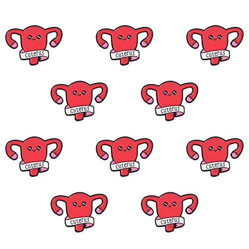 WANDIC 10Pcs Womb Shape Enamel Pins, Uterus Ovary Brooches Female Woman Organ Medical Symbol Brooch Pins Jewelry Gift for Nurse Doctor Feminist Decoration
