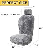 ZONETECH Car Seat Covers Full Set,Sheepskin Winter Wool Auto Accessories for All Season Protection,Include Front & Rear (Charcoal Grey, 2- Pack)