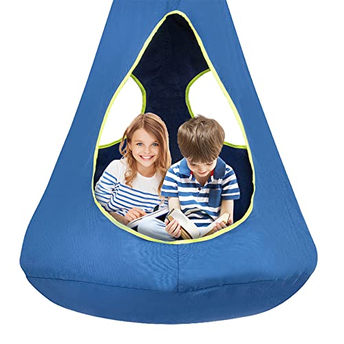 Kids Nest Swing Chair, Hanging Hammock Chair Nest Hammock Swing Chair for Outdoor and Indoor(32" D x 52" H),Detachable Play Tent Swing for Child Sensory Swing for Kids Age from 3-12 Years(Blue)