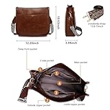 AUYOCO Vegan Leather Crossbody Bags for Women, Crossbody Purse with Guitar Strap Zipped Pockets Handbag Shoulder Bag