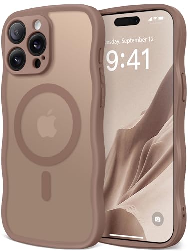 CAPRARO Cute for iPhone 13 Pro Case, Compatible with MagSafe, [Curly Wave Edge] [Full Camera Protection] [14 FT Drop Protection] Magnetic Phone Case for 13 Pro 6.1 Inch, Brown