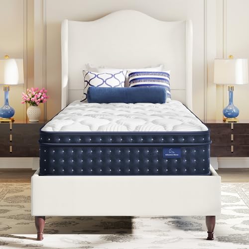 Vesgantti Twin Mattress 12 Inch in a Box, Fiberglass Free Hybrid Single Mattress with Individual Pocket Springs & Memory Foam – Medium Firm Feel Support for Back Pain Relief & Cool Sleep, 100-Night