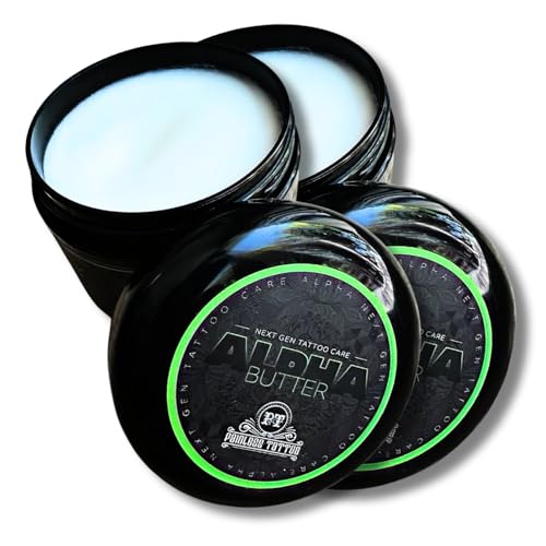 Alpha Butter - Premium Tattoo Aftercare Product - Promotes Faster Healing - Renew and Revitalize Your Tattoos (Two 4oz Tubs)