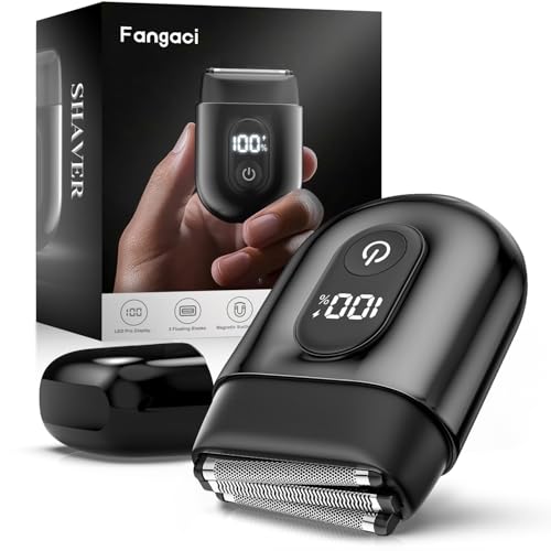 Fangaci Electric Foil Shavers for Men: Mini Electric Razor with Big LED Display & 3 Floating Blades - IPX7 Waterproof Wet Dry Face Razor, USB Type C