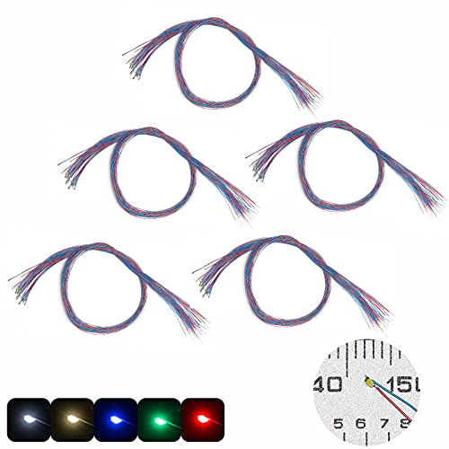 ZZHOB 125pcs Pre-Wired Micro LED Pre-soldered 0402 SMD LEDs with Assembly Accessories for Beginner Model Building (5 Colors Mix, 125pcs(Each 25pcs))