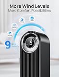 Dreo Tower Fan for Bedroom, Upgrated DC 9 Speeds Utral-Quiet Floor Fan, 90° Oscillating Fans for Indoors with 26ft/s Velocity, 12H Timer, Standing Fans, Bladeless Fan Powerful for Home Office Room