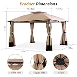 Covered Outdoor Outdoor Living Spaces 11'x13' Gazebo Outdoor with LED Lights Waterproof Canopy with Netting and Curtains Double Roof Soft Top Canopy Tent Pergola for Patio Lawn