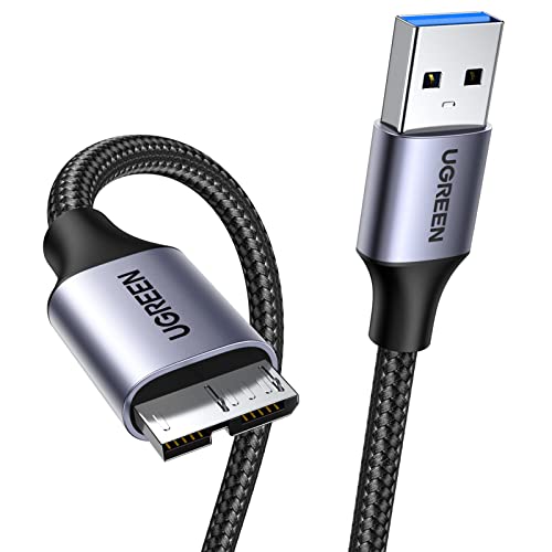 UGREEN Micro USB 3.0 Cable, USB 3.0 A to Micro B Cord Nylon Braided External Hard Drive Cable Compatible with Samsung Galaxy S5, Note 3/Pro 12.2, Western Digital, Toshiba, My Passport, etc 6 FT