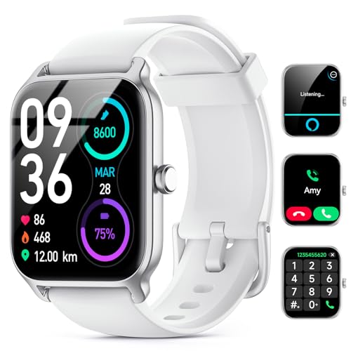 Smart Watch for Women Men, Smartwatch 1.8'' Alexa Fitness Tracker IP68 Waterproof Smart Watches for Women Compatible for Android & iOS with Bluetooth Calls, IP68 Heart Rate/Sleep/SpO2 Monitor, 110+