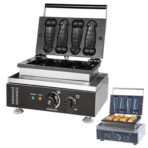 4 Molds Waffle Hotdog Maker, Men His Dick Perter Shaped Waffle Maker,Commerical Nack Machines,Non-Stick Teflon Coating,50-300℃/122-572℉ Tempature Adjustable,110V