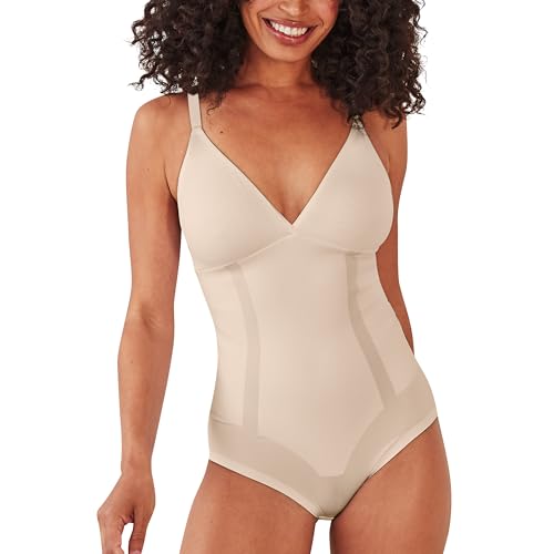 Bali Womens Shapewear, Ultimate Smoothing Bodysuit, Removable Foam Cups, Almond, X-Large US