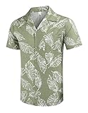 COOFANDY Men Hawaiian Floral Shirts Loose Fit Tropical Holiday Linen Beach Shirts