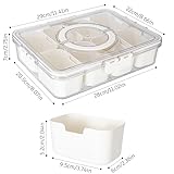 Divided Serving Tray with Lid and Handle - Snackle Box Charcuterie Container for Portable Snack Platters - Clear Organizer for Candy, Fruits, Nuts, Snacks - Perfect for Party, Entertaining