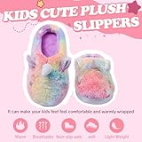 Fuzzy Unicorn Slippers for Boys Girls, Glow in the Dark Memory Foam House Slipper, Anti Slip Soles(Little Kid/Big Kid)