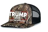 Trenz Shirt Company Political Elect That MF'ER Again Trump 2024 Embroidered Trucker Mesh Snapback Hat-Breakup Camo/Black