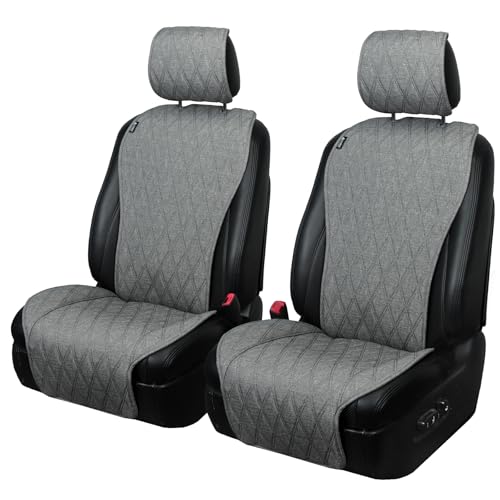 Leader Accessories 2cps Linen Car Seat Cover for Cars - Soft & Breathable Front Premium Covers with Non-Slip Back Universal Fits Most Automotive, Vans, SUVs, Trucks Grey