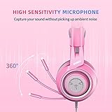 SOMIC G951s Pink Stereo Gaming Headset with Mic for PS4,Xbox,PC,Mobile Phone,3.5mm Noise Reduction Cat Ear Headphones Lightweight Over Ear Headphones for Girls