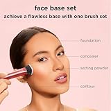 Real Techniques 4 Piece Face Base Makeup Brush Set, For Concealer, Foundation, Contour, & Setting Powder, Makeup Brushes For Blending & Buffing, & Sculpting, Travel Friendly, Gift Set, Cruelty-Free