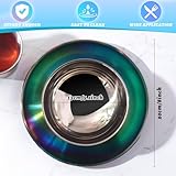 Layhit 30 Pcs Rainbow Stainless Steel Dinnerware Set Include Set of 10 Plates Bowls Cups Iridescent Cooking Tableware Reusable Metal Dishes Cutlery Bulk for Camping Picnic Kitchen Dessert Salad Dinner