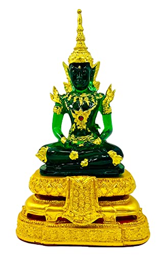 BUDDHO Emerald Buddha Statue Meditating Seated Summer 7" H. Jade Buddha Zen Thai Buddha Statue for Room Decor Home Decor Buddha Gift