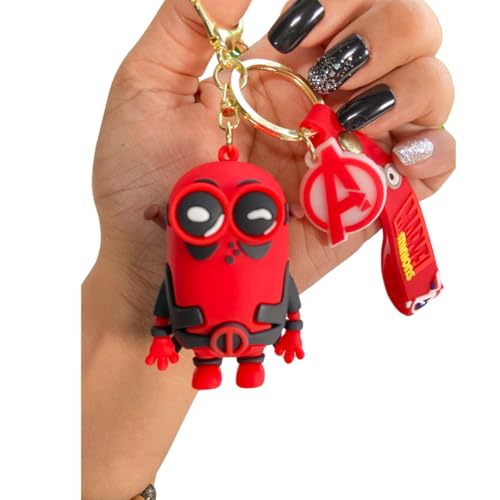 Suffix Retail ® Cute Keychain For Girls | Premium 3D Cartoon Characters in Keychain | Minions Keychain (MINION_DEADPOOL)